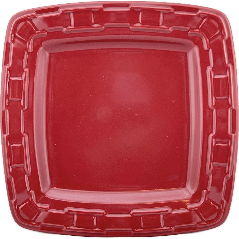 Longaberger Pottery Soft Square Dinner Plate Paprika‎ Red 11"